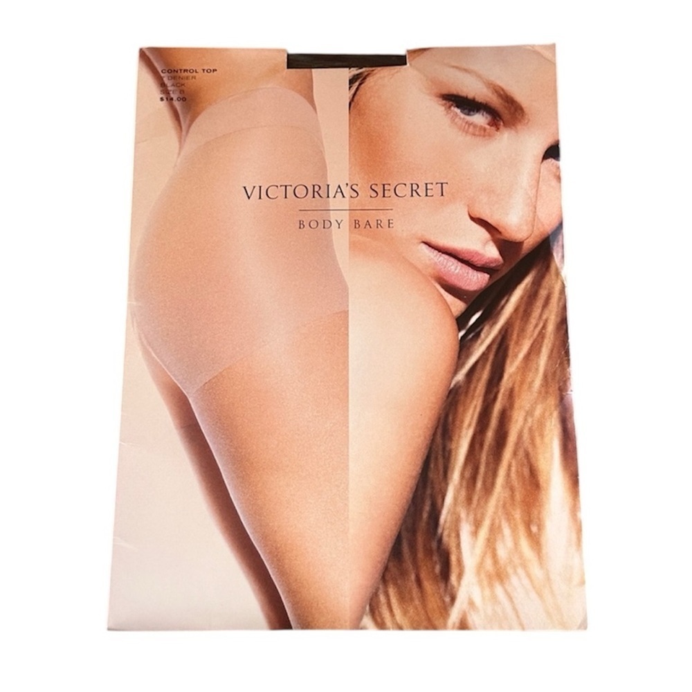 🆕 VICTORIA’S SECRET Body Bare Black Size B Control Top 7 Denier Sheer Pantyhose
